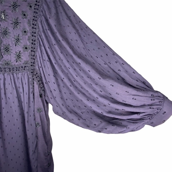FREE PEOPLE XS Deep Plum Charlotte Tunic Modal Viscose Boho Mini Dress - Picture 4 of 11